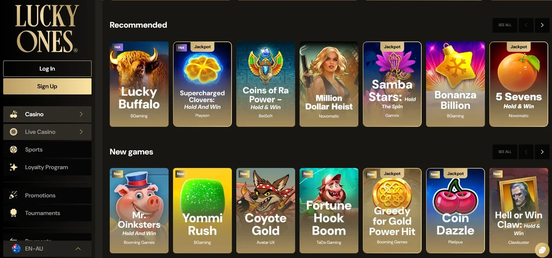 luckyones casino Gameplay